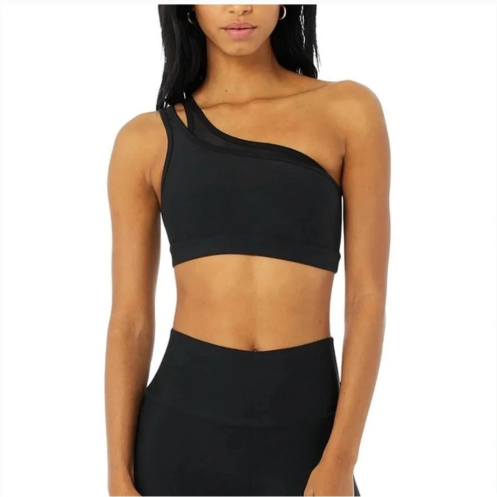 Asymmetrical Black Sports Bra Top